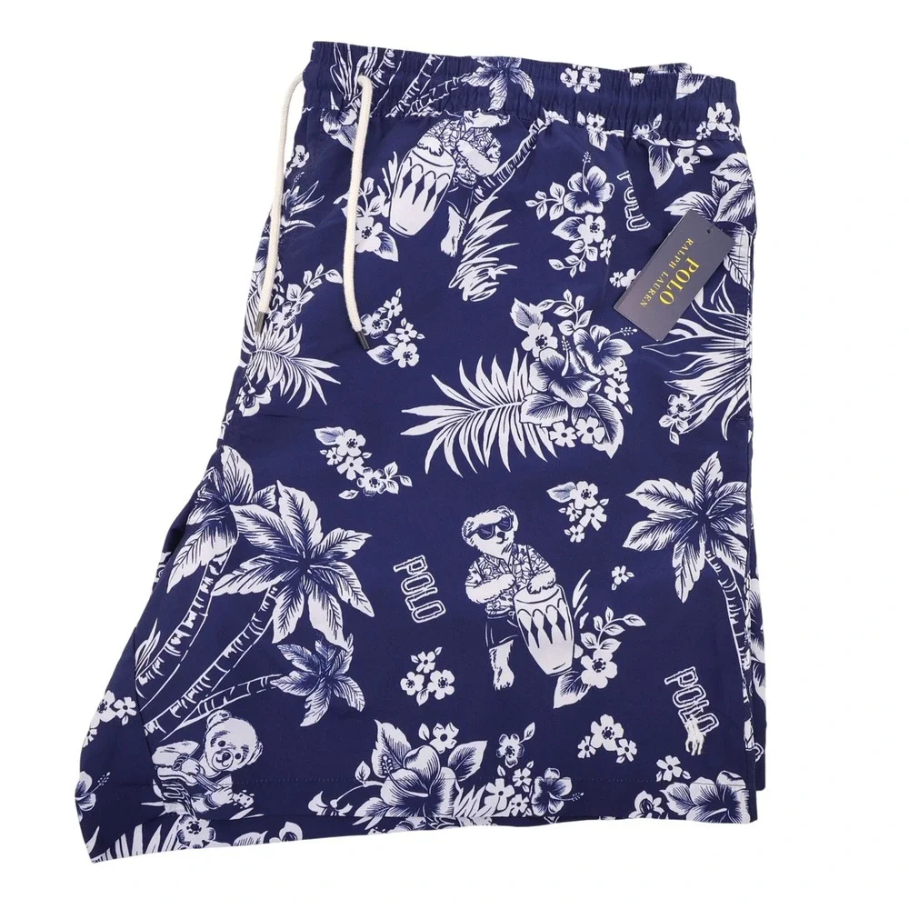 NEW Polo Ralph Lauren Polo Bear Swim Trunks Navy Blue Mens 4XB Mesh Liner Shorts